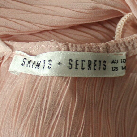 saints + secrets GRETA TIERED RUFFLE CHIFFON DRESS ROSE size US M - Picture 6 of 8